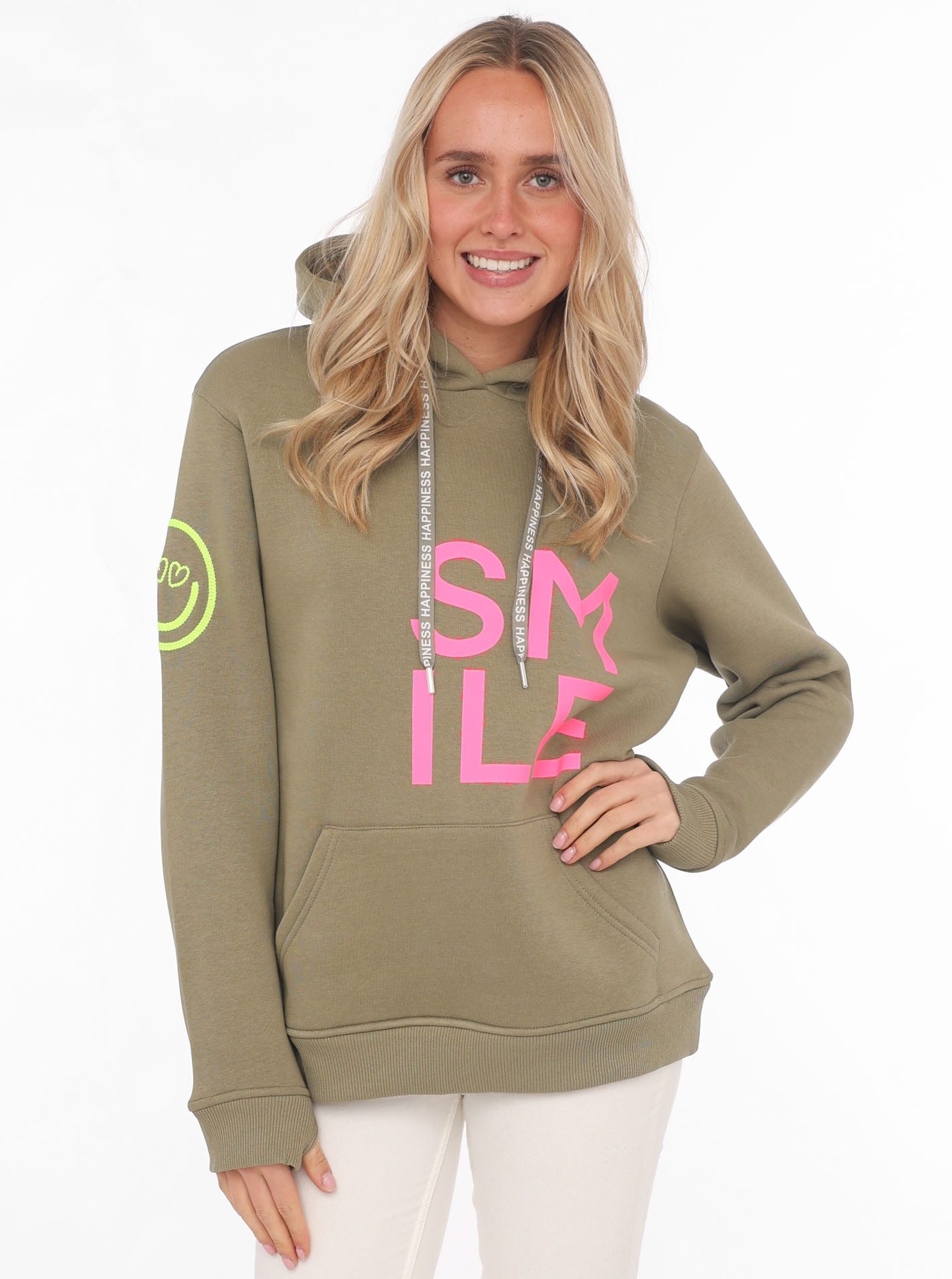 Zwillingsherz Hoodie "Alissa" Langarm, Kapuze, Neon-Details, Kordelzug, Fro günstig online kaufen