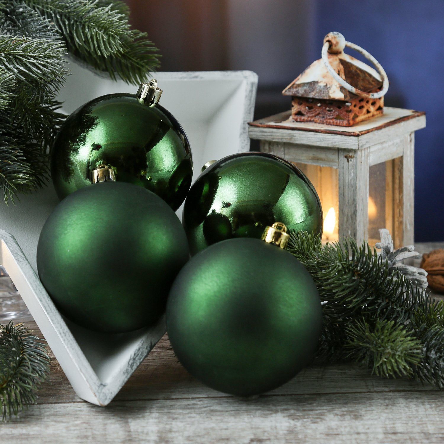 MARELIDA Weihnachtsbaumkugel Christbaumkugeln Weihnachtskugeln bruchfest 10cm grün 4er Set (4 St)