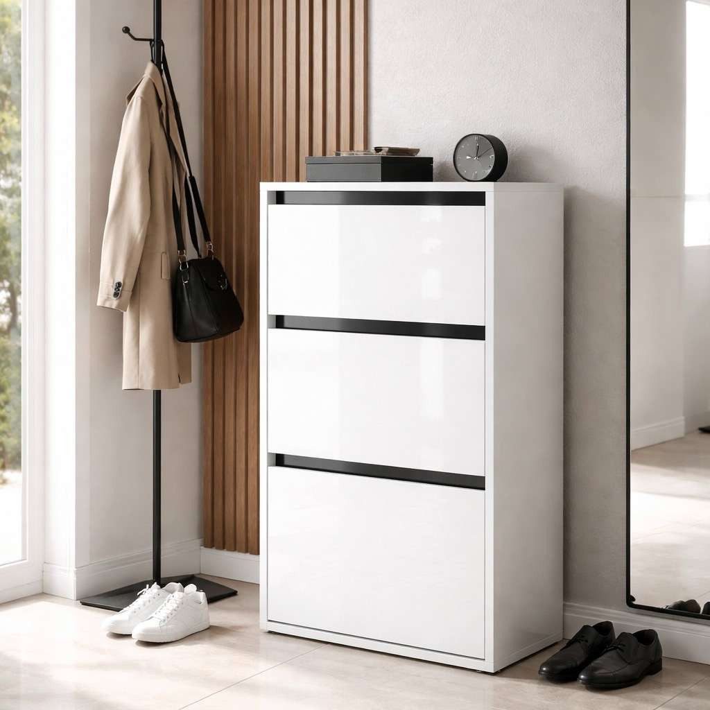 OTTO home Schuhschrank Locco, Schuhregal, Schuhkommode, Breite 50 cm Schuhkipper, UV-lackiert, Hochglanz, grifflos, 3-türig – Bild 2 von 5