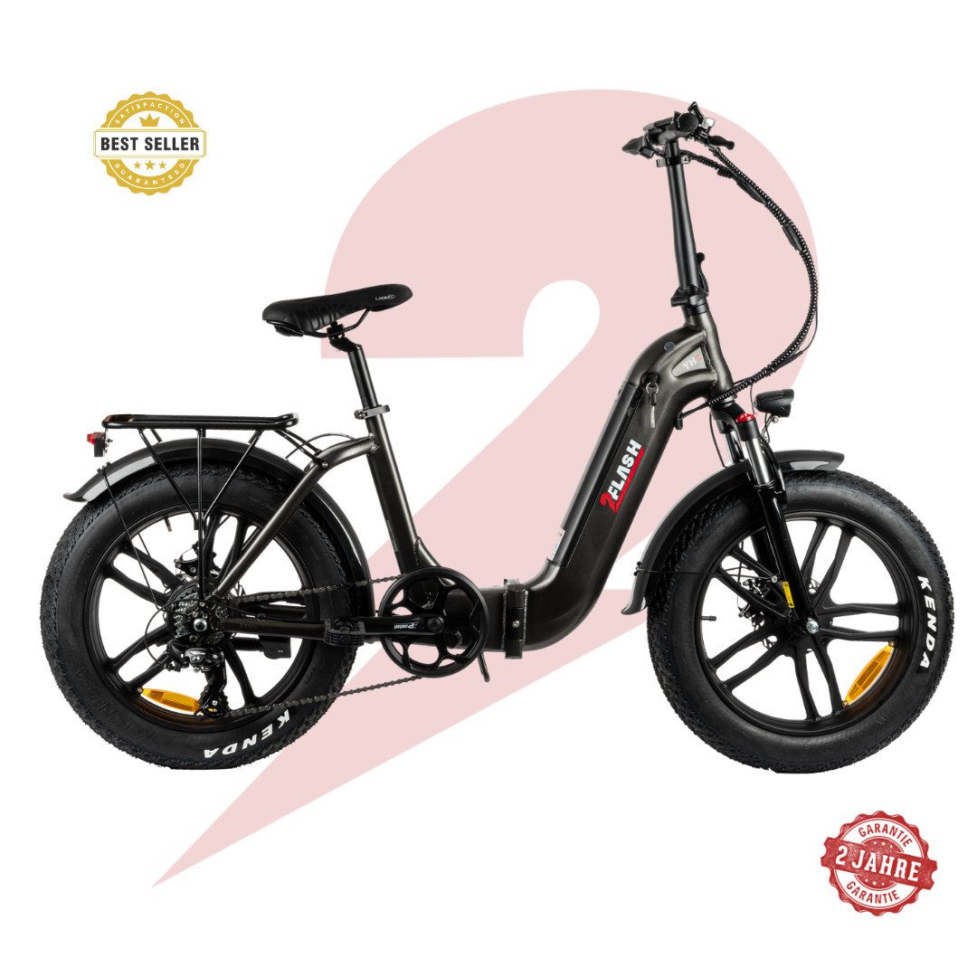 E-Bike Klapprad 2Flash YH2 Foldable E-Bike Anthrazit Grau, 20 Zoll, Klapprad