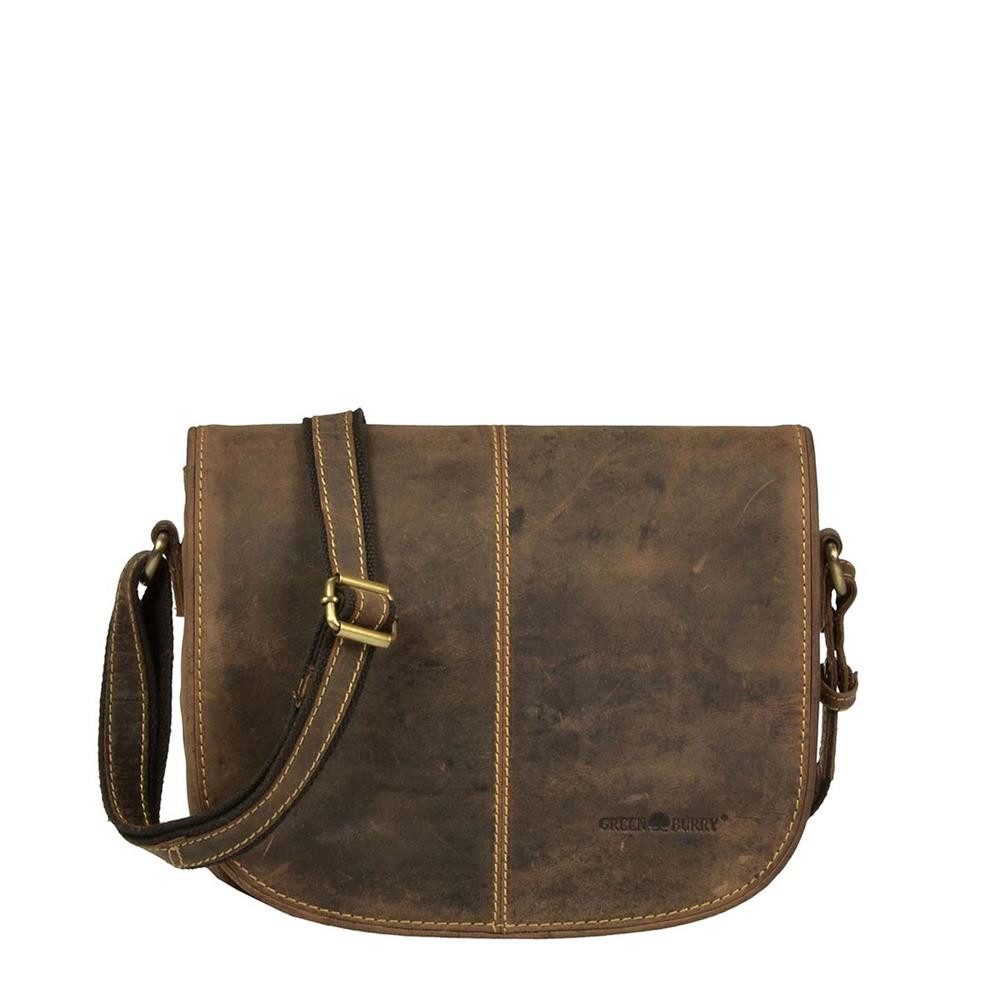 Greenburry Umhängetasche "Vintage" Leder, used Look, Schultertasche, Jagdtasche, 26x23cm