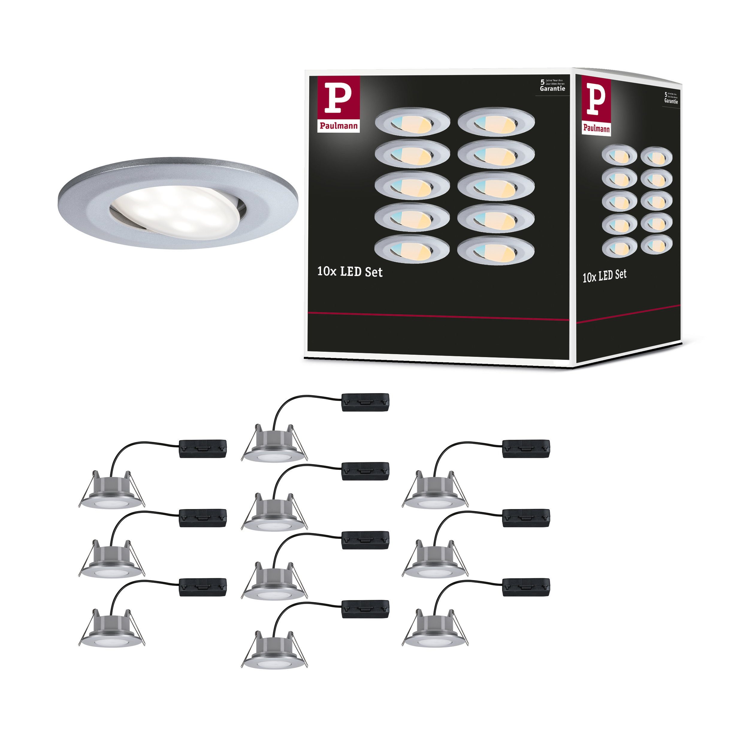 Paulmann LED Wandleuchte LED Einbauleuchte Calla 10er-Set IP65 rund 90 mm 30° 10x5W 10x430lm 23