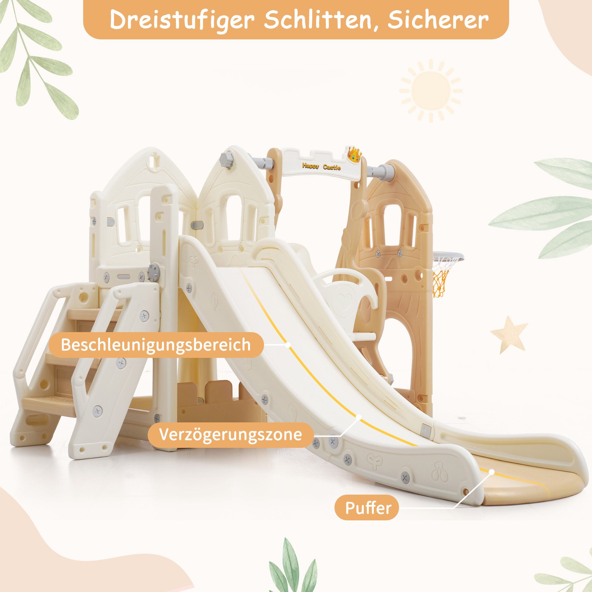 HAUSS SPOLE Rutsche 5-in-1-Kinderrutschenset mit Schaukel Rutsche, Klettern günstig online kaufen
