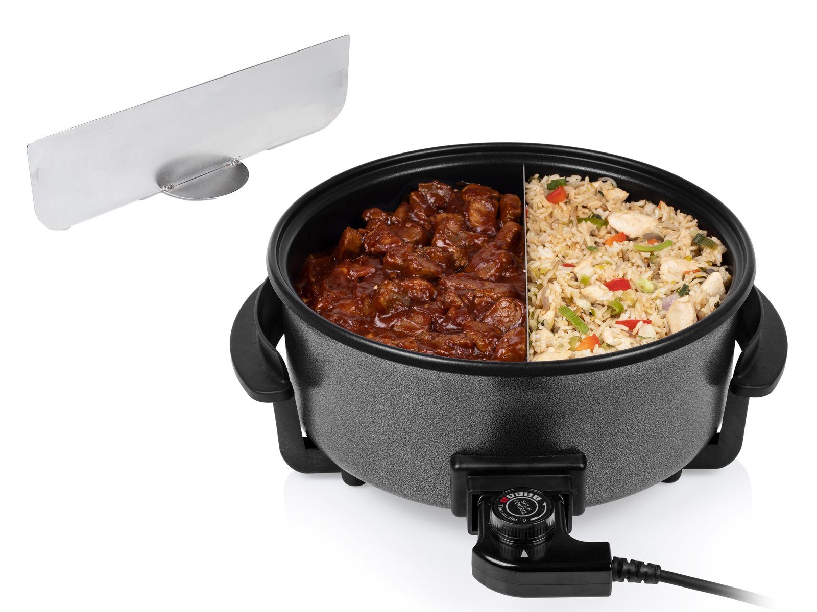 Tristar Elektrische Multipfanne, 1500 W, Elektropfanne mit Glasdeckel & Thermostat Multikocher Party-Pfanne