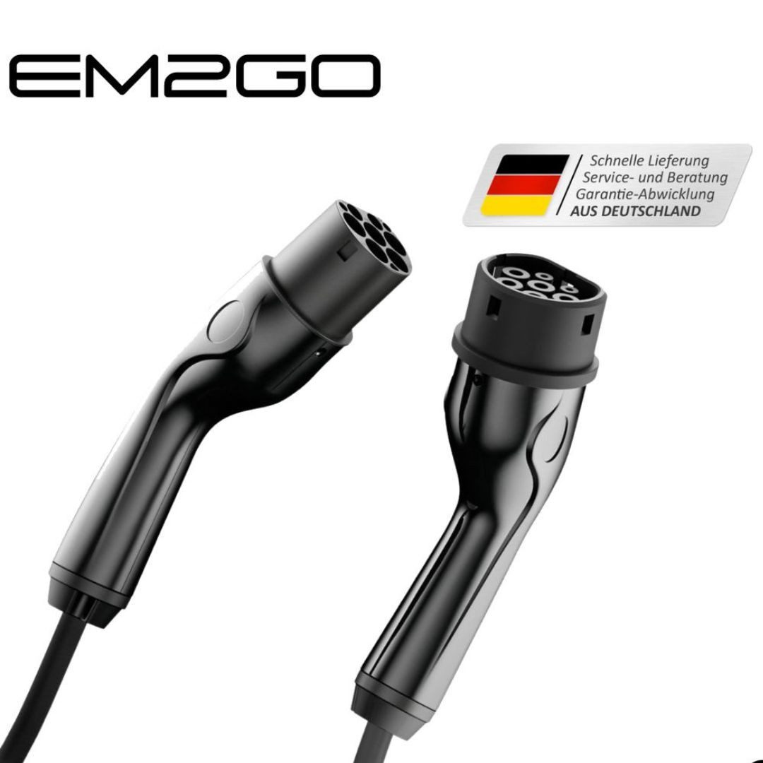 EM2GO EM2GO Typ 2, EV-Verbindungskabel, 32A, 22kW, 5m Autoladekabel, (500 cm), Außen