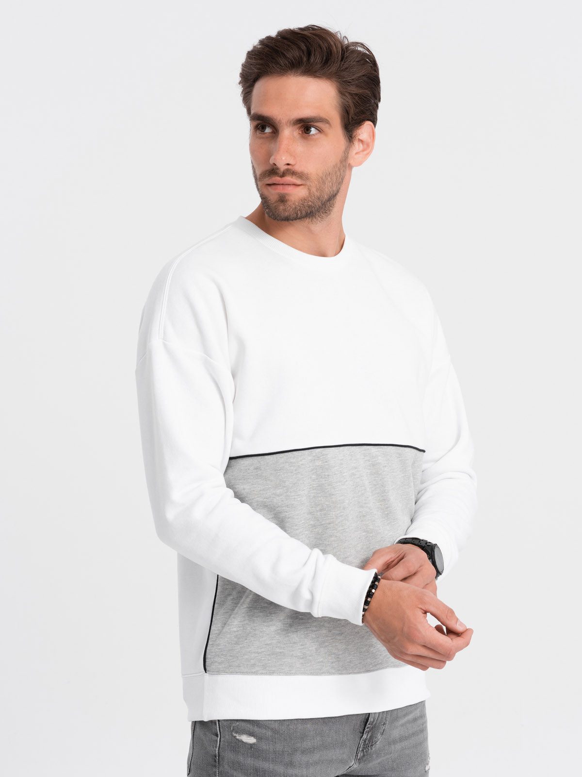 OMBRE Print-Shirt Herren Sweatshirt OVERSIZE mit kontrastierender Farbkombination