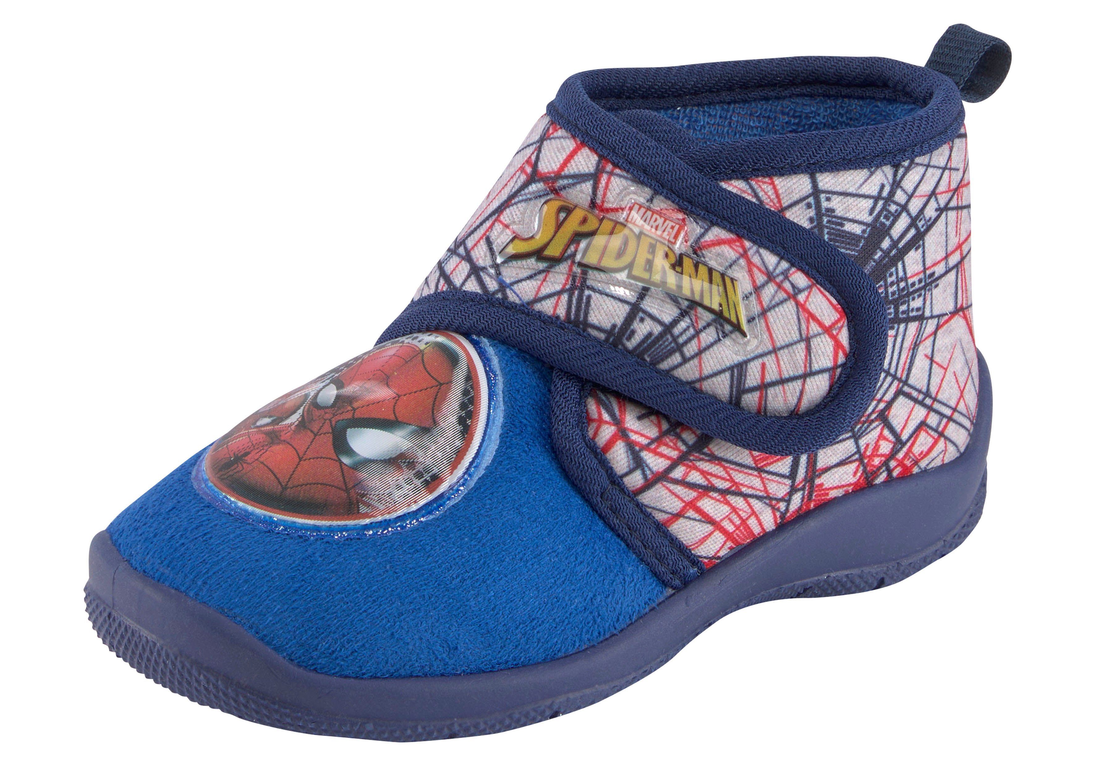 Disney Spiderman Hausschuh mit Klettverschluss, rutschhemmender Laufsohle mit Profilierung
