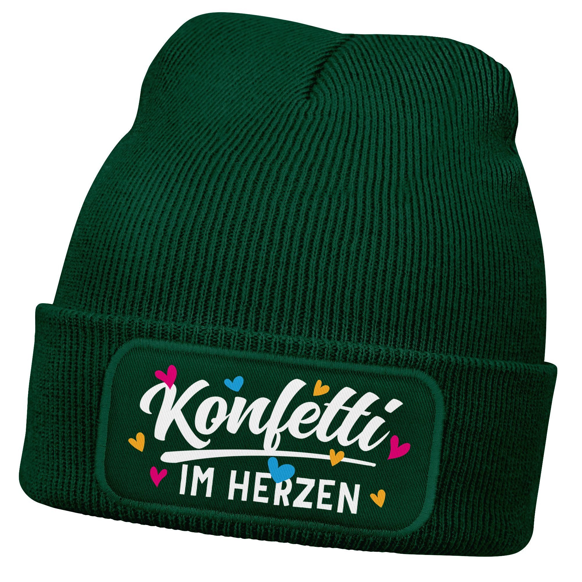 Strickmütze Damen Beanie mit Patch Strickmütze mit Spruch Fasching Karneval Party