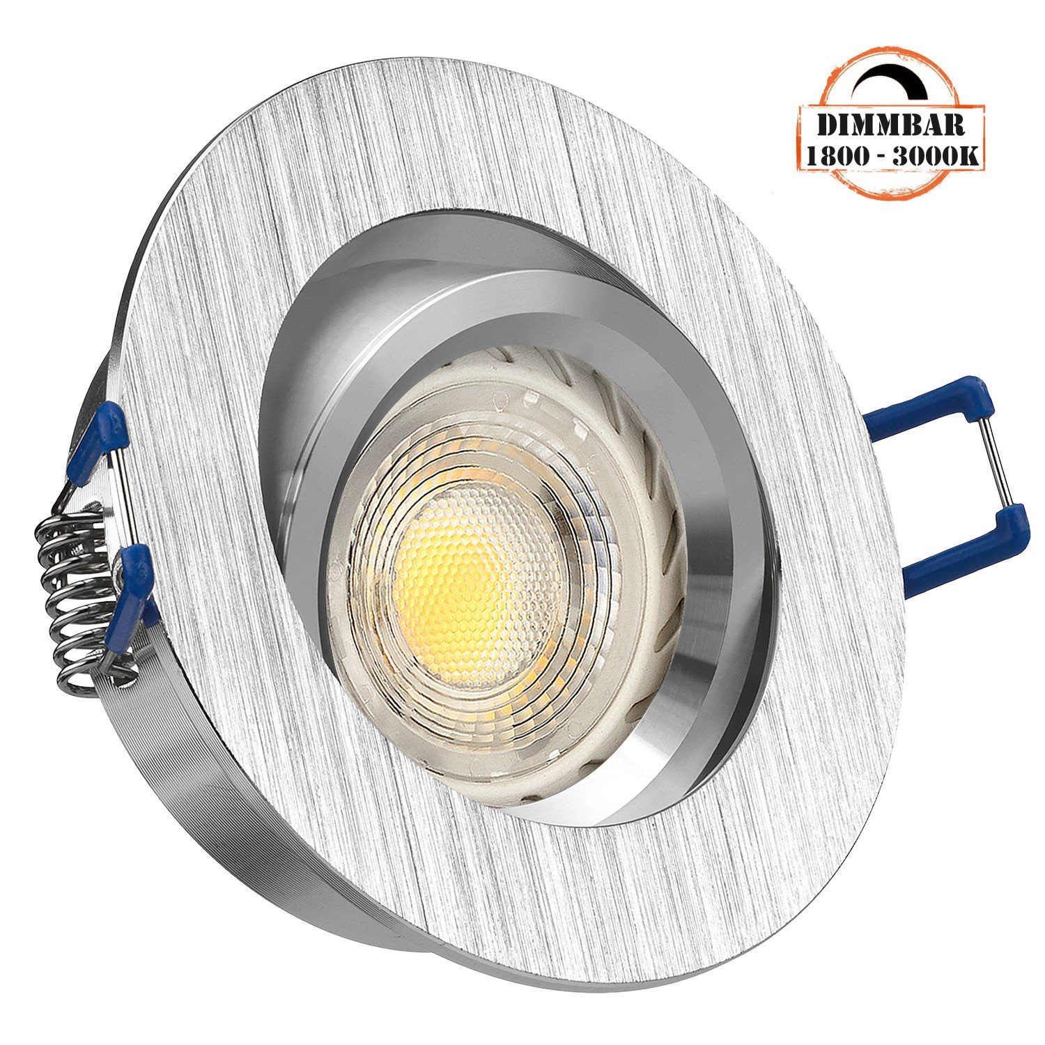 LEDANDO LED Einbaustrahler LED Einbaustrahler Set GU10 in aluminium gebürstet mit 5,5W LED von LE