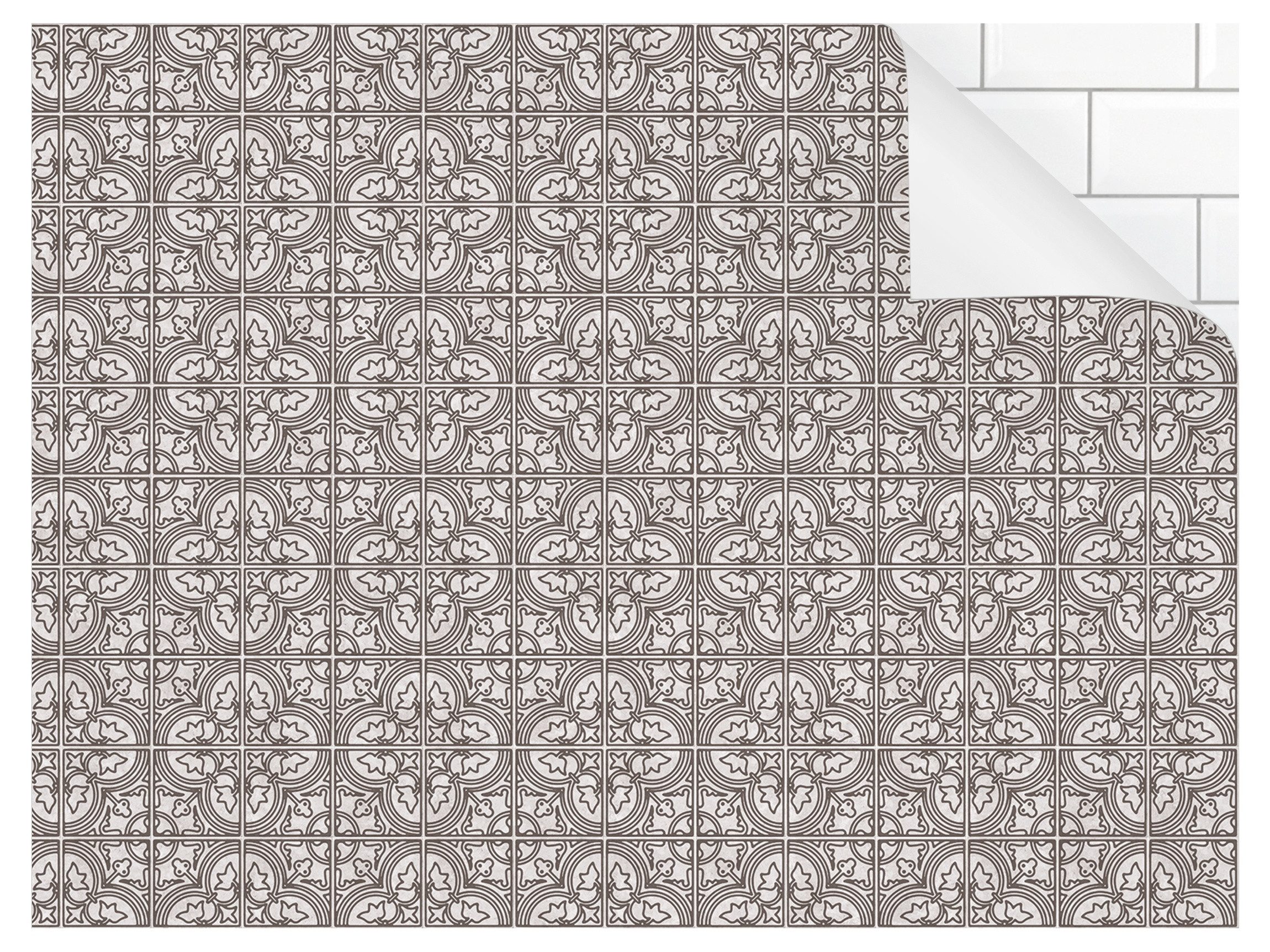 Bilderdepot24 Küchenrückwand selbstklebend grau Muster, (1-tlg., Nischenrückwand - für Fliesenspiegel ohne Bohren - glänzend), Nischenrückwand Fliesenoptik fugenlos Wandpaneel Küche Herd