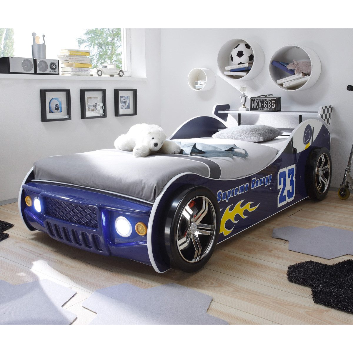 Bega Consult Autobett Autobett Energy MDF Kinderbett Bett blau lackiert inkl. Beleuchtung – Bild 5 von 5