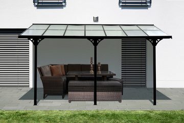 WESTMANN Terrassendach Bruce, BxT: 435x300 cm, Bedachung Doppelstegplatten, Rahmen aus pulverbeschichtetem Aluminium, schwarz