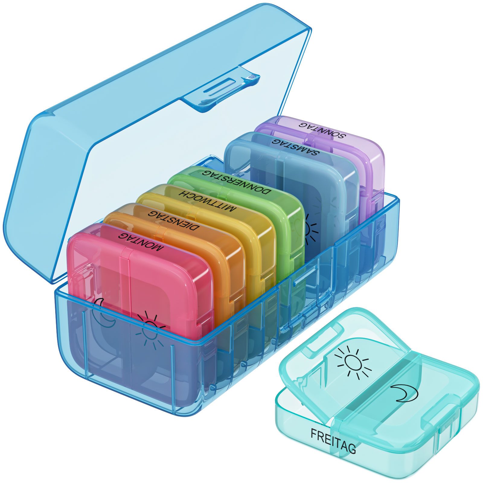 Wellgro Pillendose Große Tablettenbox für 7 Tage