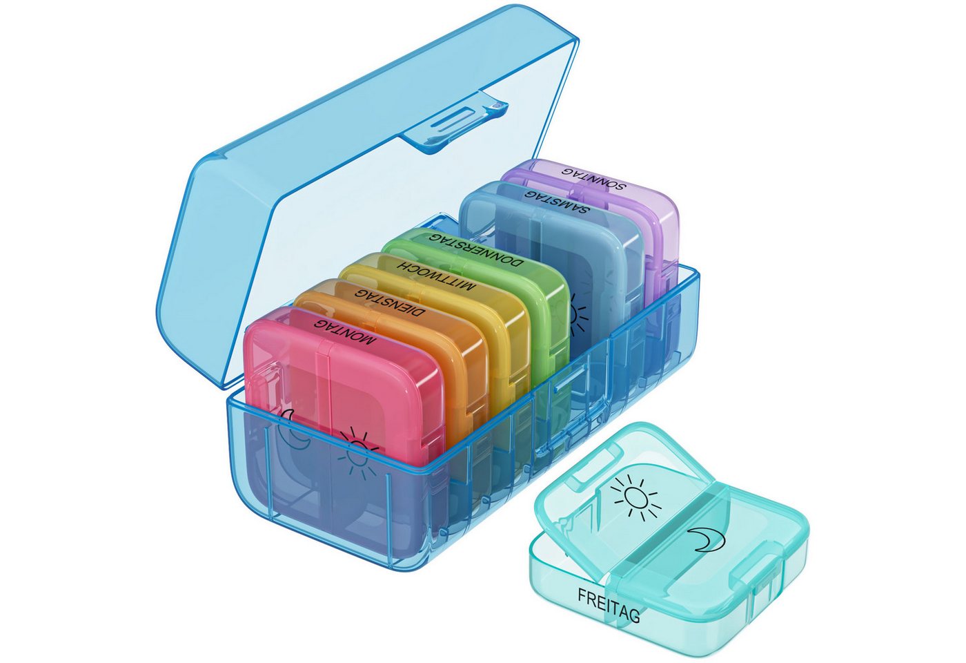 Wellgro Pillendose Große Tablettenbox für 7 Tage