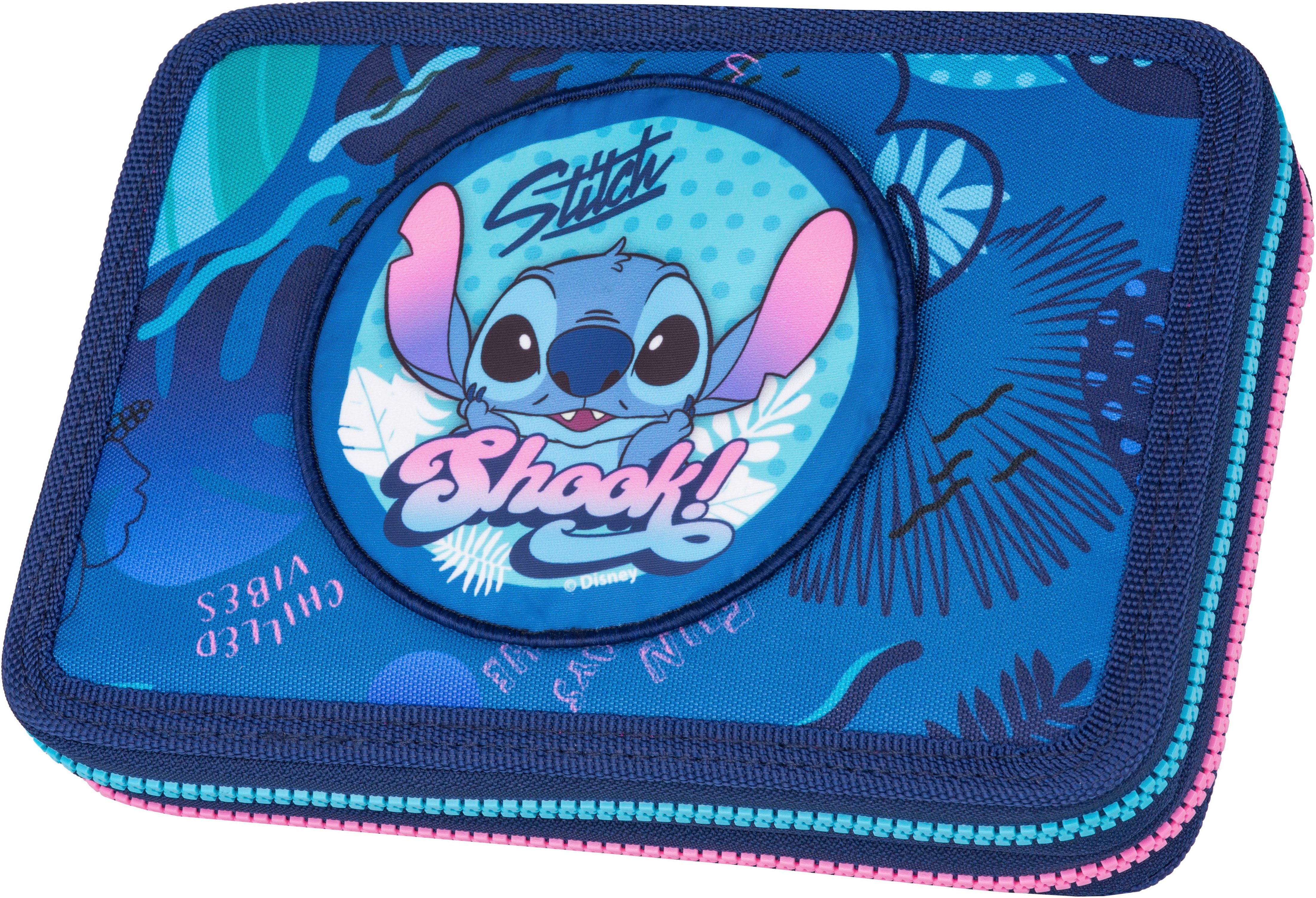 CoolPack Federmäppchen Etui XL, Disney, Stitch, mit 2 Reißverschlüssen, befüllt
