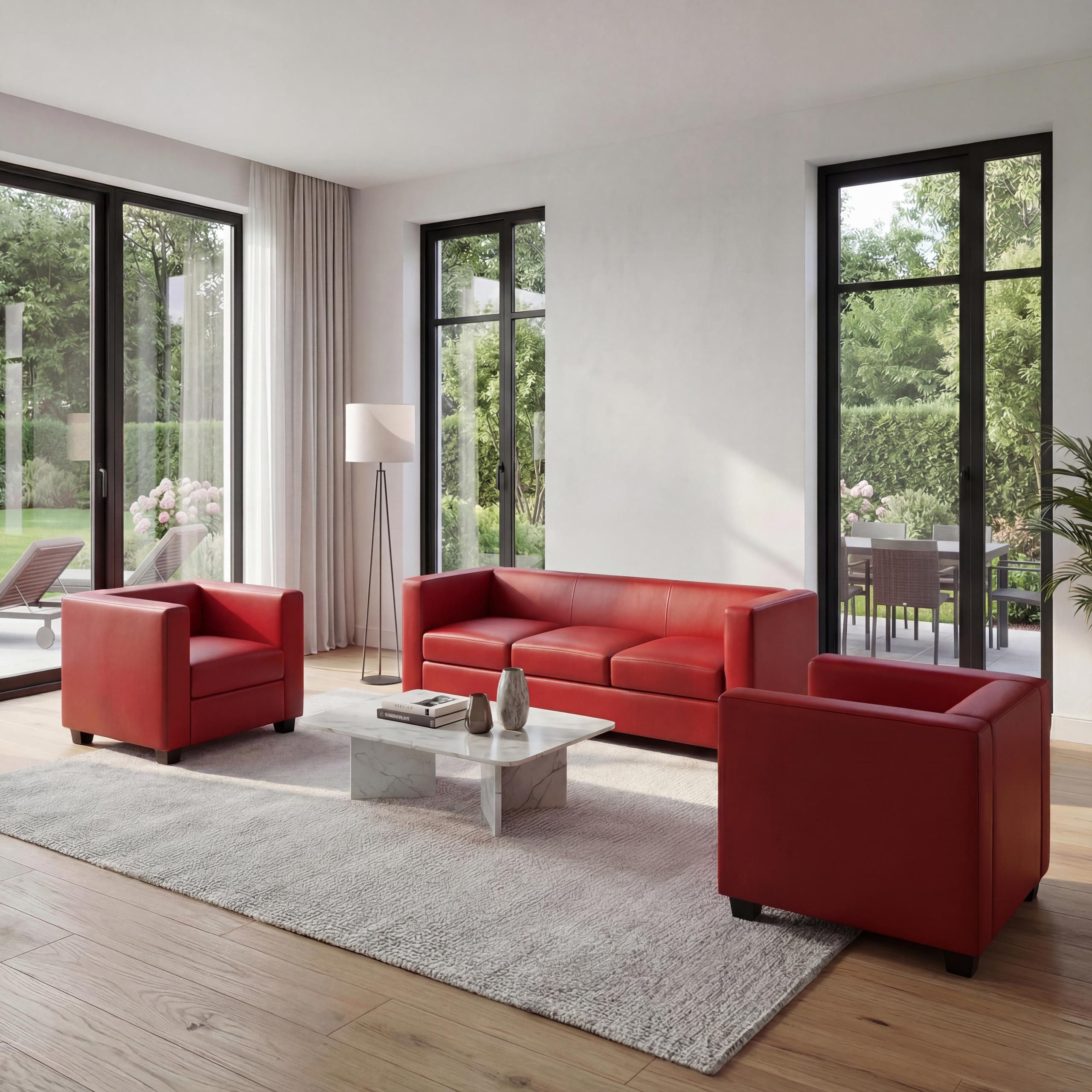 MCW Wohnlandschaft Lille-3-1-1-L, Set, bestehend aus einem 3er Sofa und 2x Sessel, Kunststofffüße