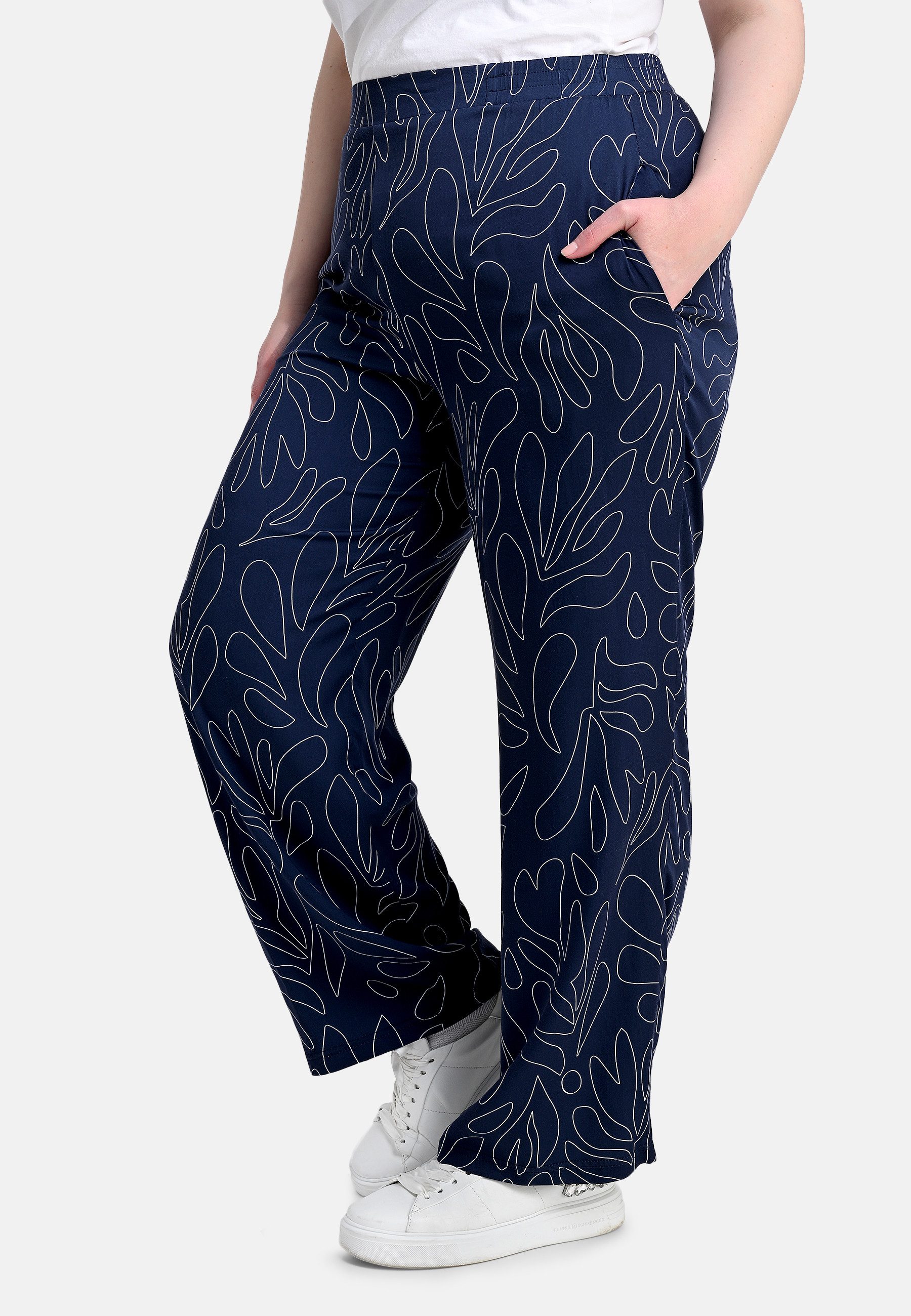 elanza Culotte Palazzo-Hose mit Print in Dunkelblau (1-tlg) günstig online kaufen