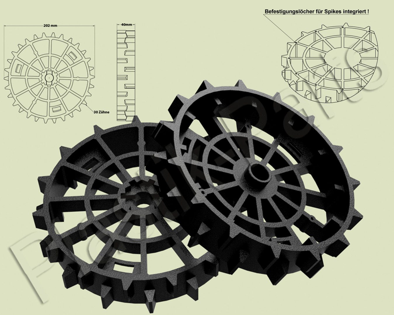 Mähroboter-Rad Antriebsräder 2er Set Offroad WORX WR101SI WR102SI WR106SI WR105SI