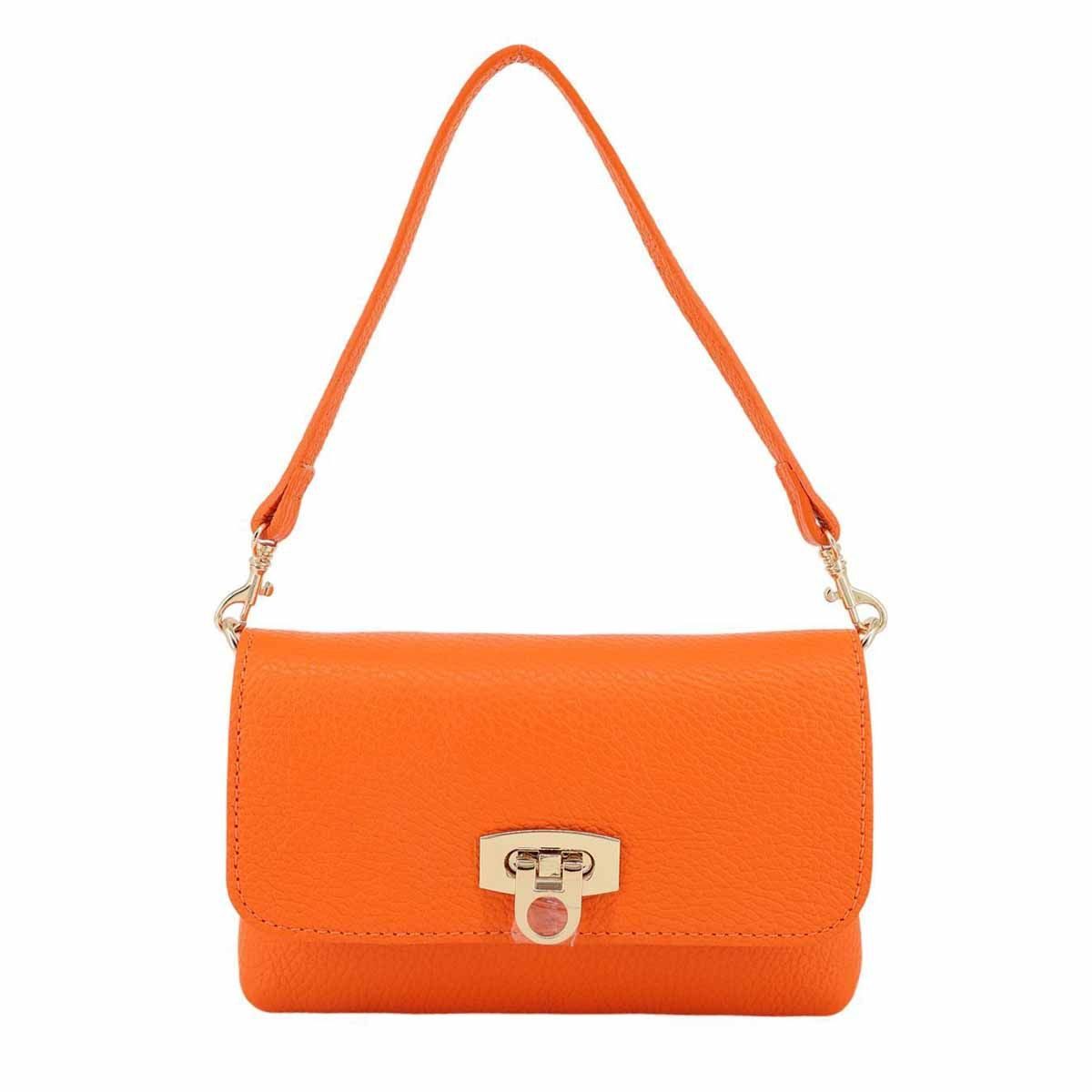 ITALYSHOP24 Schultertasche Made in Italy Damen Leder Tasche Mini Bag Ketten Crossbody Handytasche, Überschlagtasche Clutch Abendtasche Smartphone Handtasche CrossOver