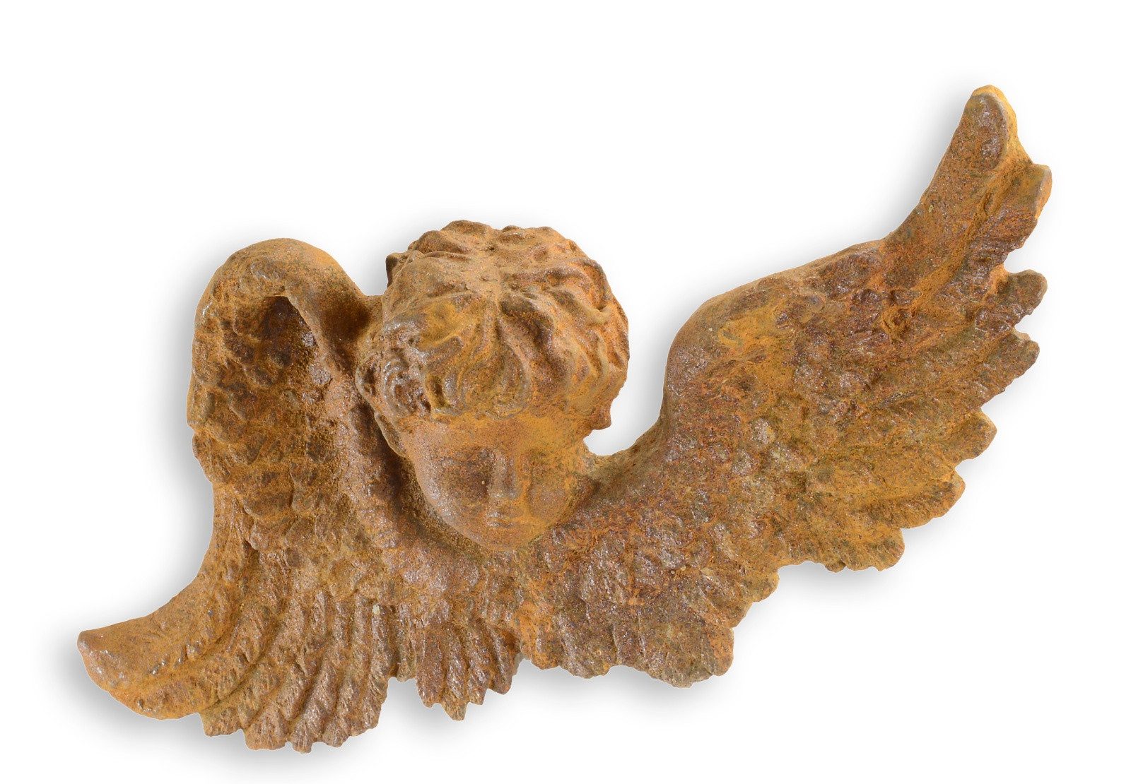 Aubaho Dekoobjekt Wanddekoration aus rostigem Gusseisen Engel Putto Replikat Retro Desig