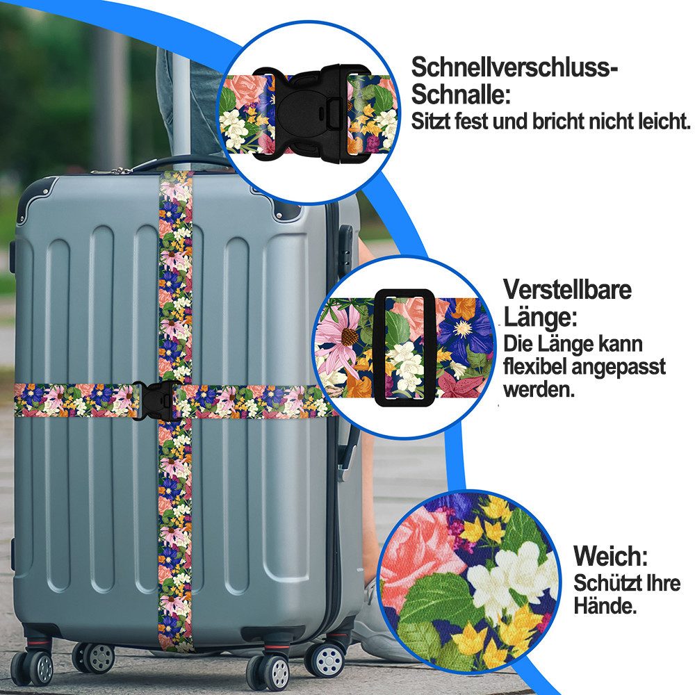Agger Koffergurt 2er-Set Gepäckgurt Verstellbar,Leopardenmuster, für Reisen, (2-tlg), personalisierte Kofferbänder, robuste Kofferbänder, Schnellverschluss