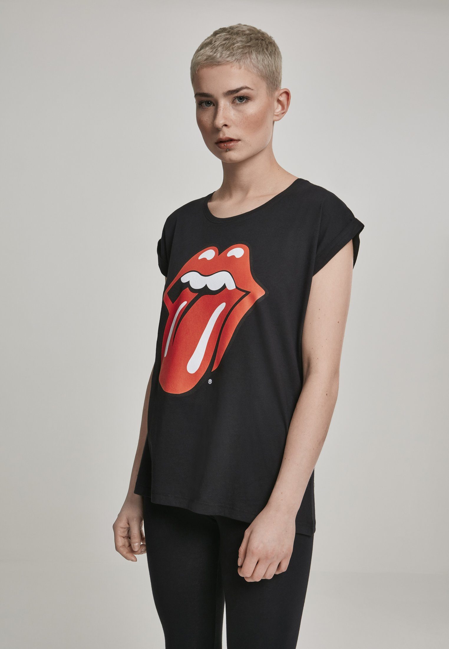 (1-tlg) Merchcode Tee Stones Ladies Kurzarmshirt Rolling Tongue Damen