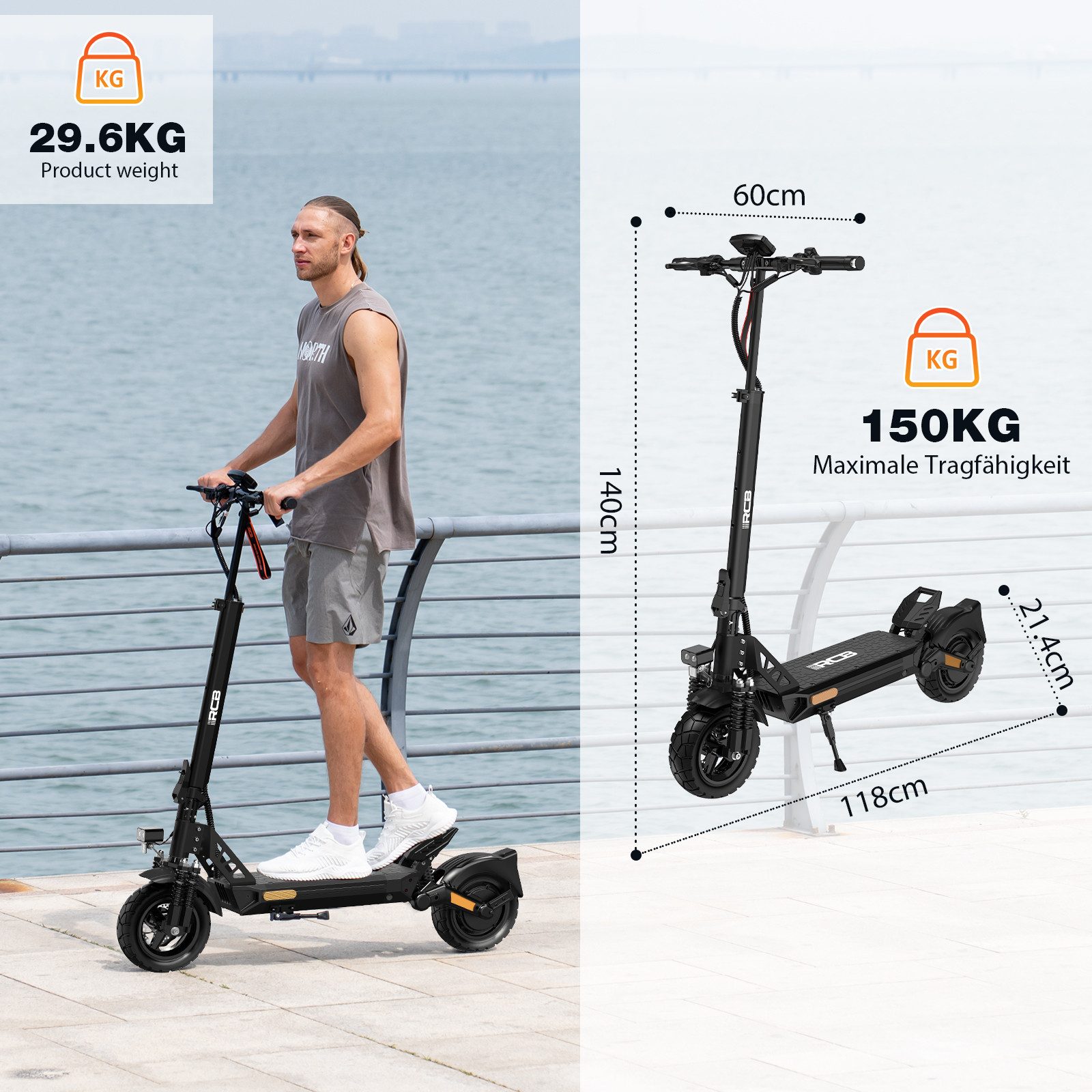 RCB E-Scooter D5/D5 PRO ABE (Ultra), NFC/Blinker/APP, 90-120KM Reichweite, 500,00 W, 20,00 km/h, (1 tlg), bis zu 120 km Reichweite, 10 Zoll pannensicherer Reifen, klappbar