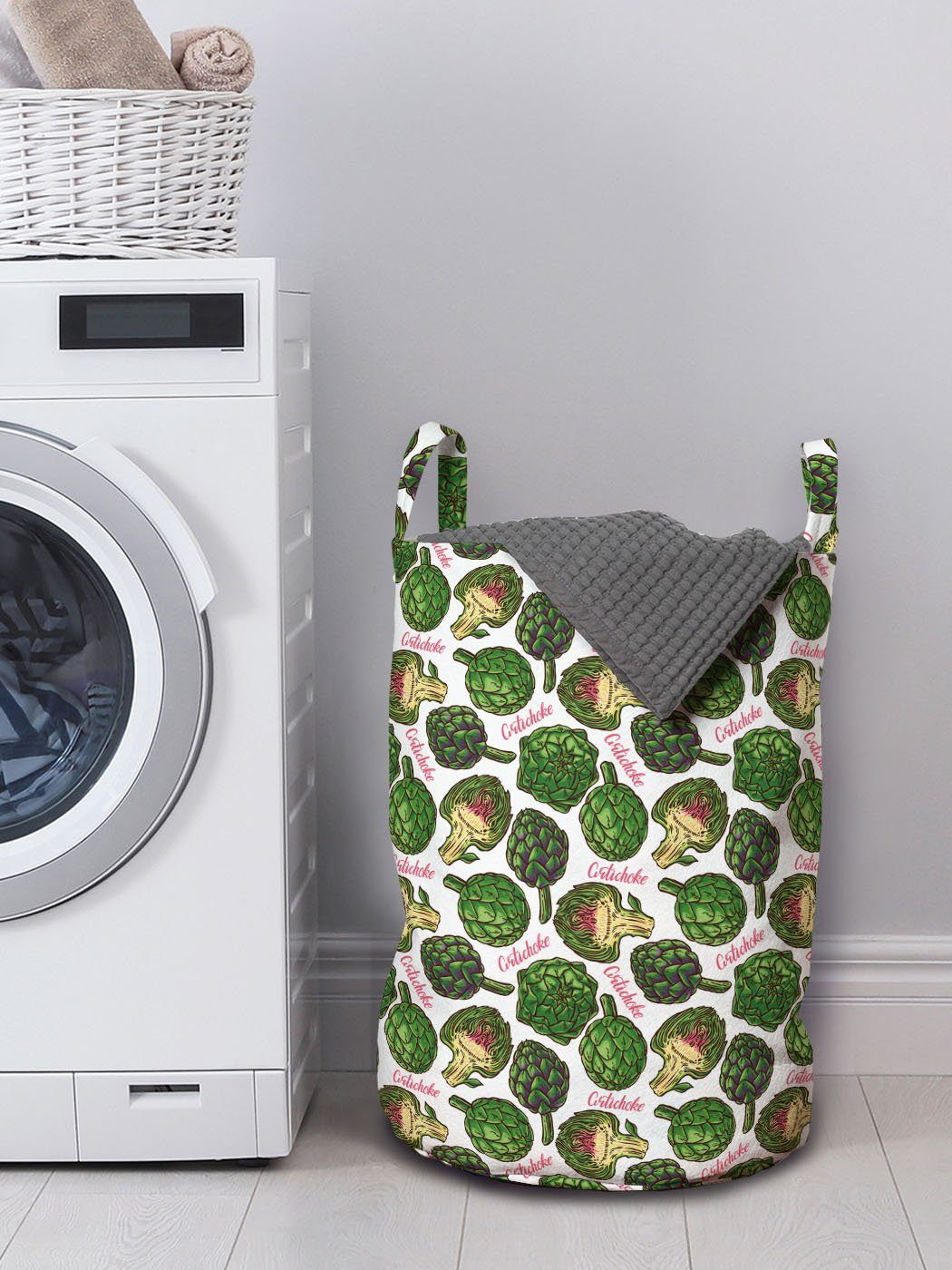 für Waschsalons, Kordelzugverschluss Wäschekorb Bio Food Artischocke Abakuhaus mit Griffen Wäschesäckchen Super