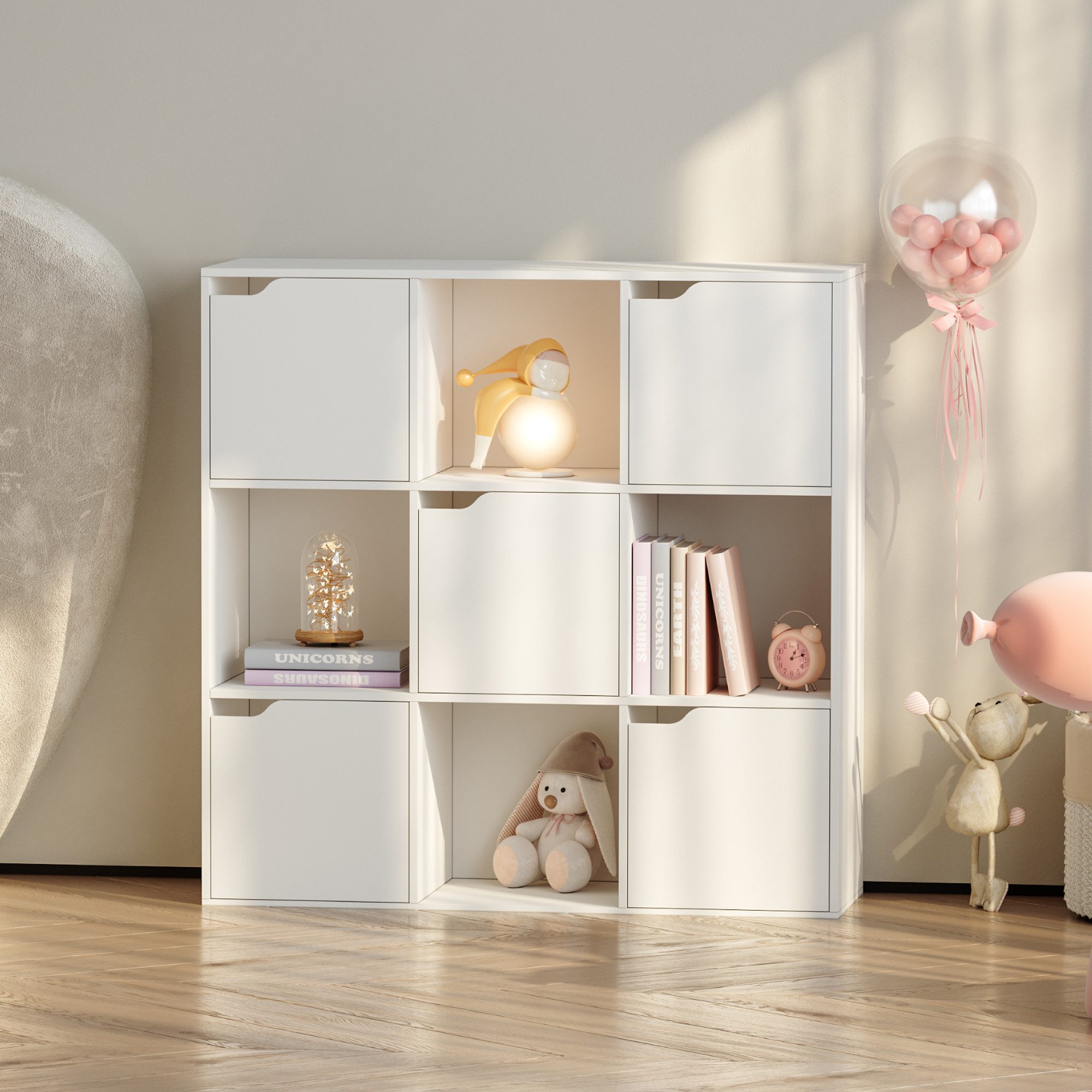 en.casa Kinderregal, »Ljunshund« mit 9 Fächern Würfel 90x90x30 cm Weiß günstig online kaufen