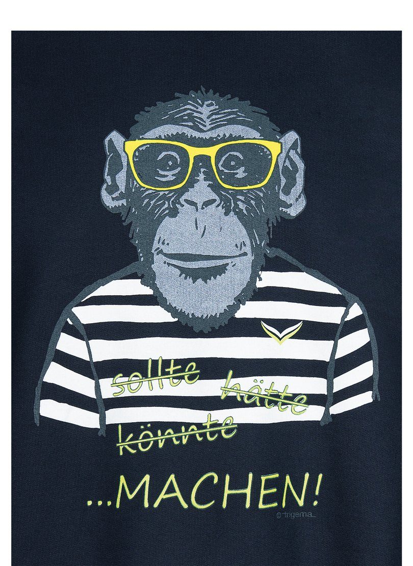 Kinder Kids (Gr. 92 -146) Trigema Sweatshirt mit großem Affen-Druckmotiv