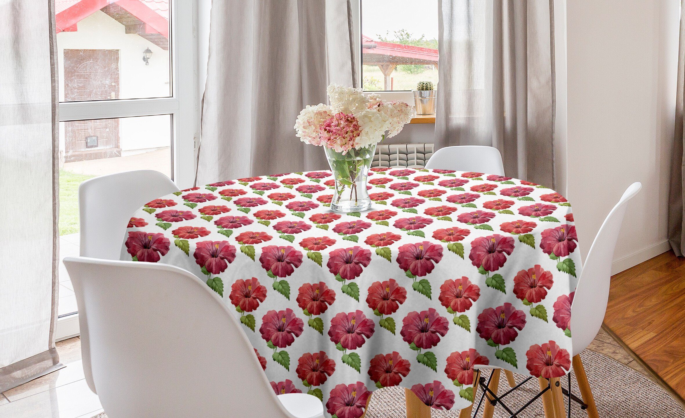 Abakuhaus Tischdecke Kreis Tischdecke Abdeckung für Esszimmer Küche Dekoration, Luau Blumen von Tropical Places