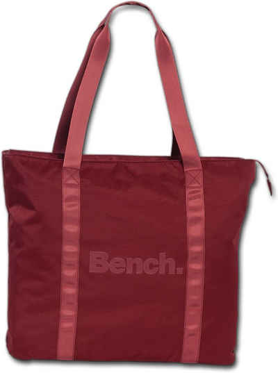 Bench. Schultertasche Bench sportliche Shopper Bag (Schultertasche, Schultertasche), Damen, Jugend Tasche strapazierfähiges Textilnylon brombeer, rot, Uni