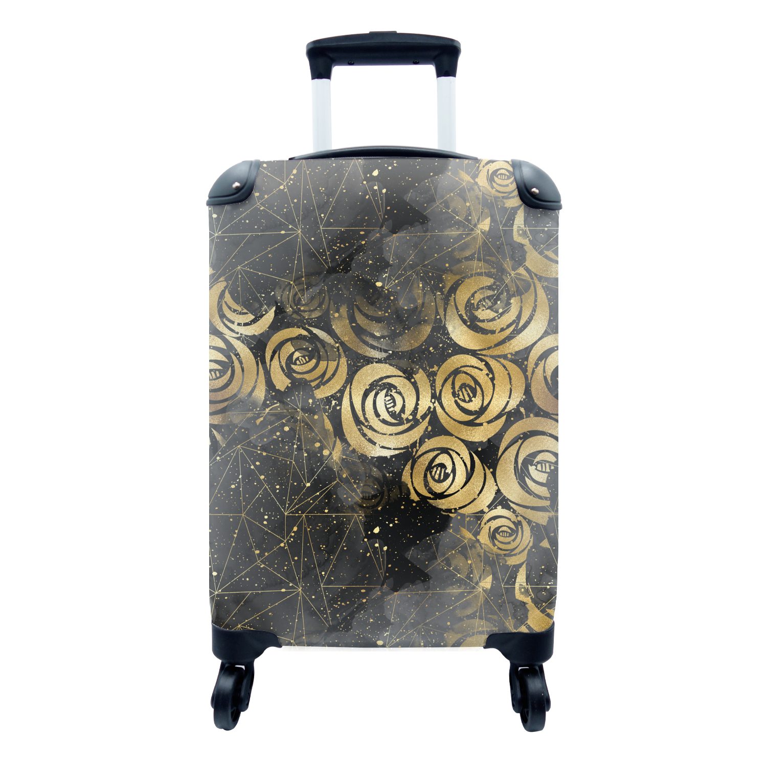 MuchoWow Handgepäckkoffer Marmor - Gold - Rose - Muster, 4 Rollen, Reisetasche mit rollen, Handgepäck für Ferien, Trolley, Reisekoffer