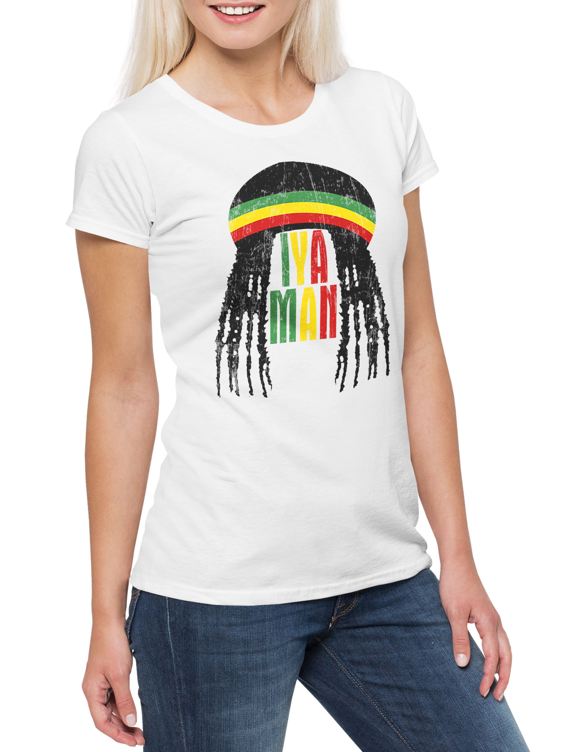 Print-Shirt Iyaman I Damen T-Shirt Reggaefari Babylon Irie Jamaica