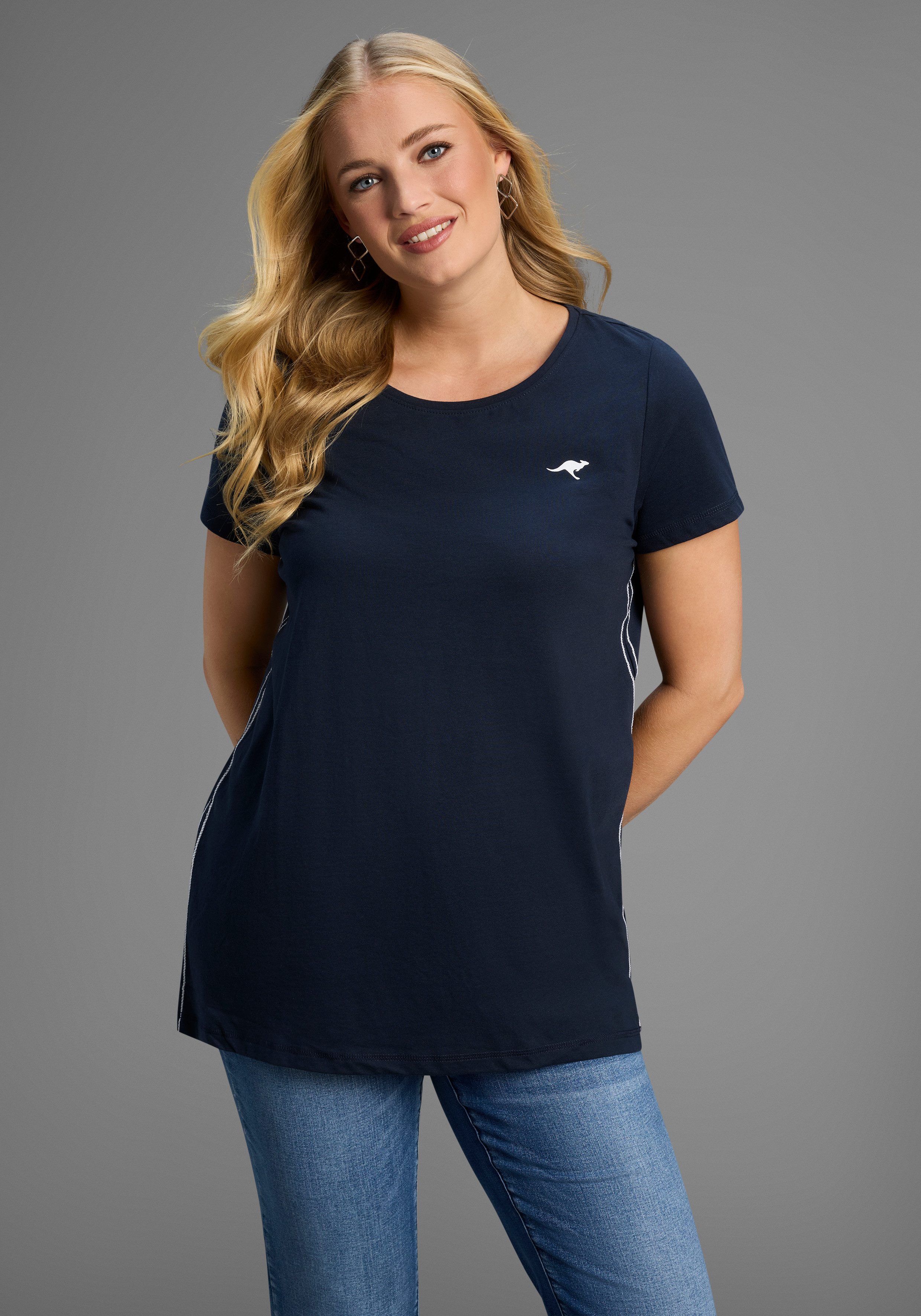 KangaROOS Longshirt (Packung, 2-tlg., 2er-Pack) Kurzarm, figurumschmeicheln günstig online kaufen