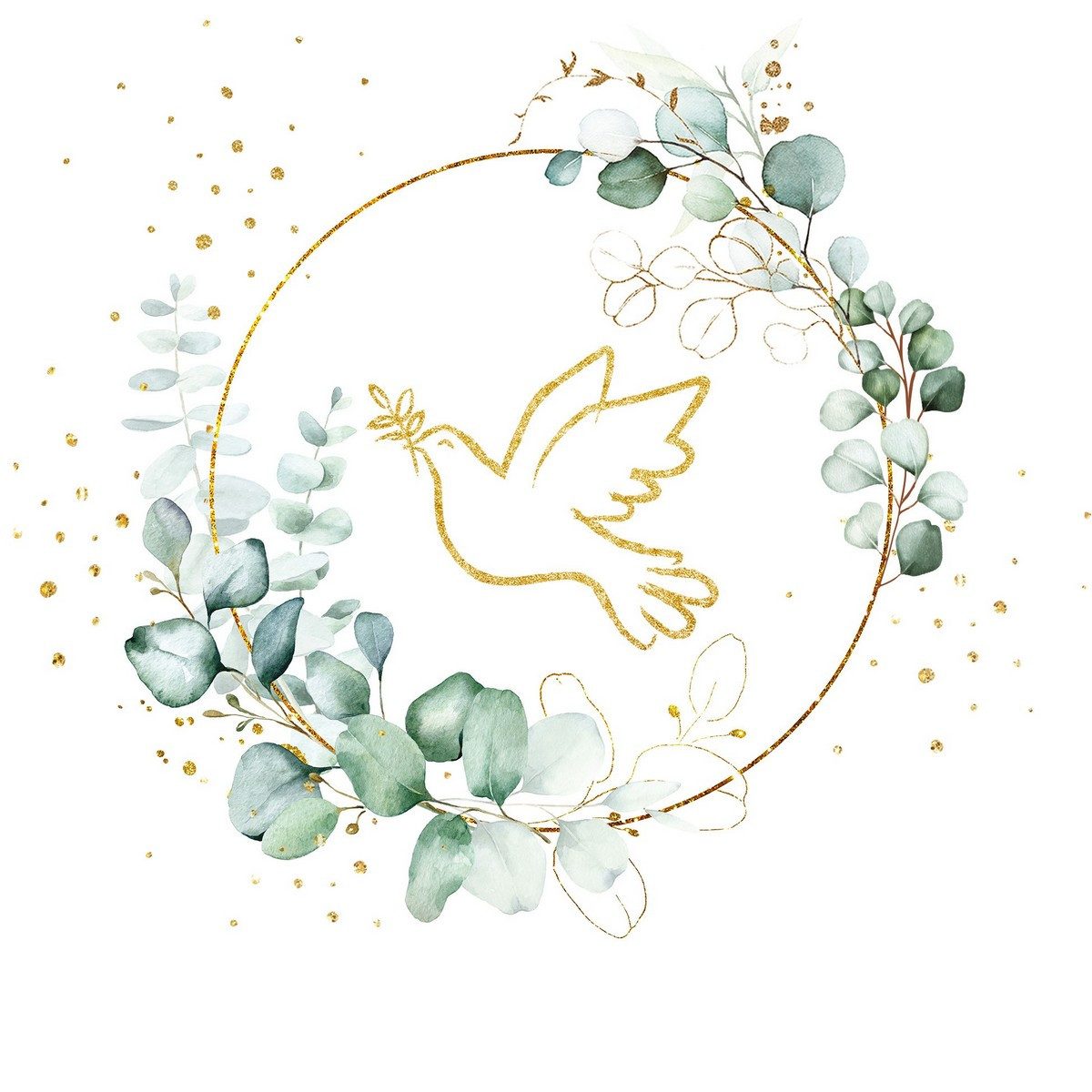Serviettenshop Papierserviette 20 Servietten Eucalyptus Golden Dove 33x33cm, (20 St)