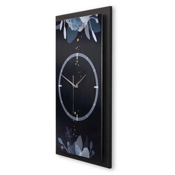 Kreative Feder Wanduhr 3D Designer-Wanduhr Blue Flowers (ohne Ticken; Funk- oder Quarzuhrwerk; elegant, außergewöhnlich, modern)