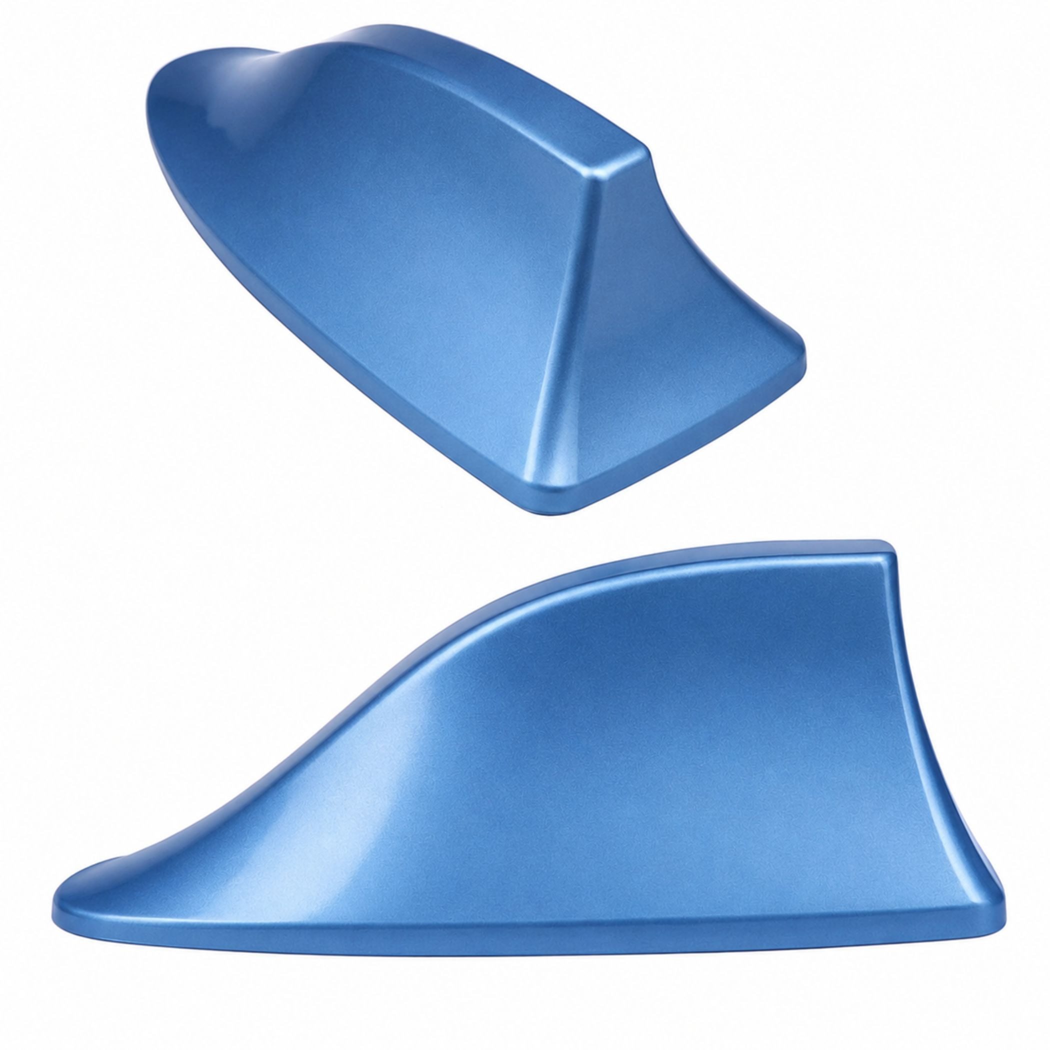 Bolwins I45C Auto Shark Antenne für AM/FM Empfang in Metallic-Hellblau Dachantenne (FM AM, für Auto / Fahrzeug, Verstärkung: 20 dB), Haifischflossen-Design AM/FM Empfang Wetterfest & UV-beständig