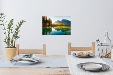 MuchoWow Wandsticker See - Wald - Berge - Natur - Sonne - Landschaft (1 St), Wandaufkleber, Wandtattoo, Selbstklebend, Wohnzimmer, Schlafzimmer