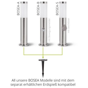 linovum LED Außen-Wandleuchte Wegeleuchte BOSEA-A mit 1x E27 Sockel - Pollerleuchte Hoehe 50cm, Leuchtmittel nicht inklusive