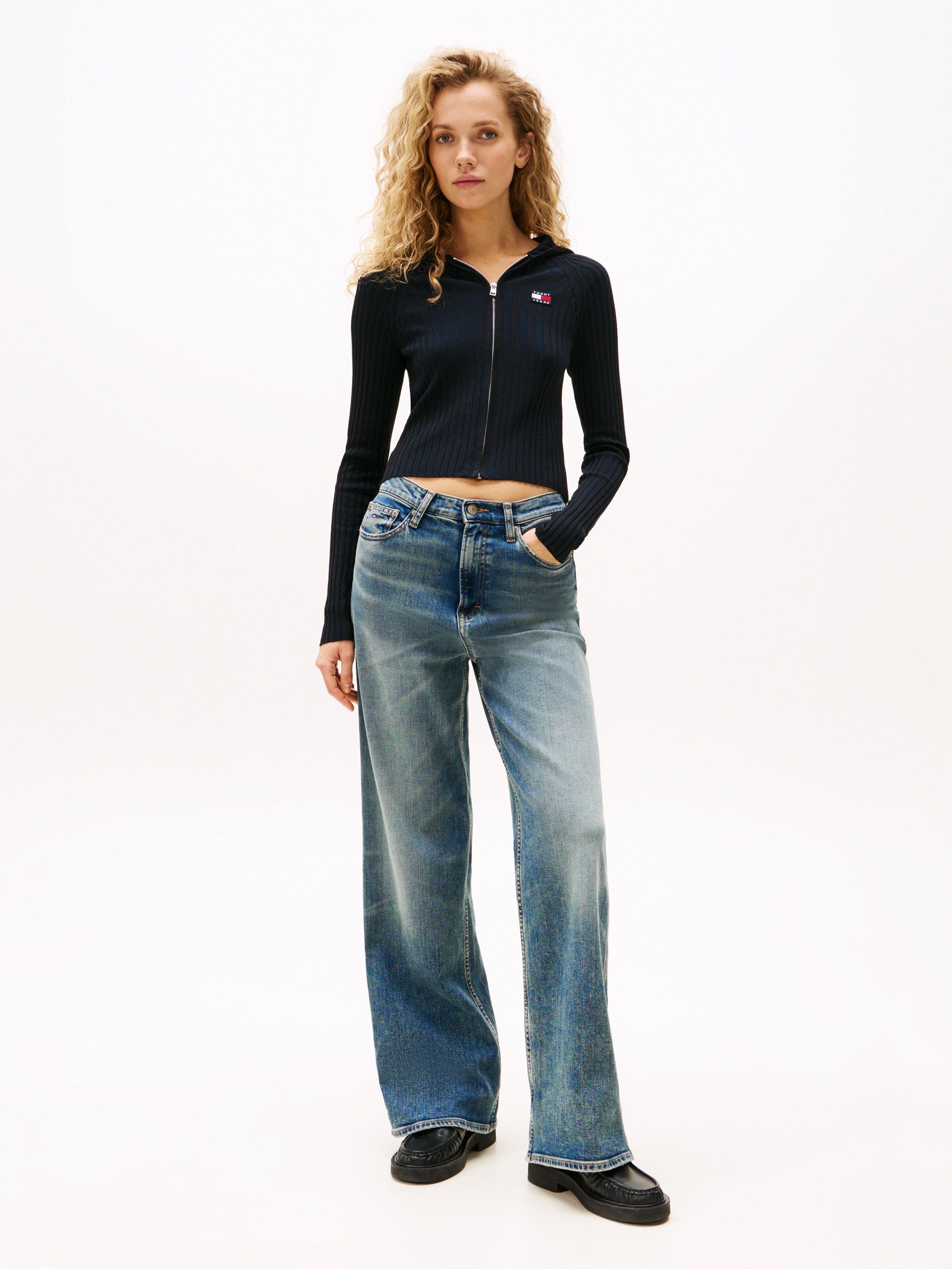 Tommy Jeans Kapuzenstrickjacke TJW HOOD ZIPPER RIB CARDIGAN günstig online kaufen