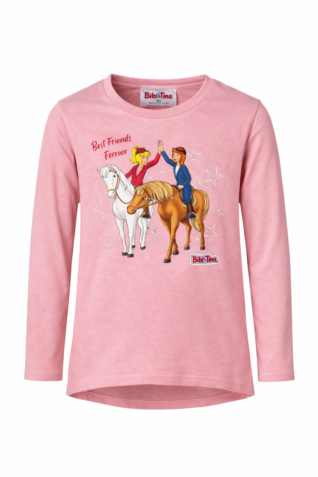 Langarmshirt Langarmshirt Mädchen rosa mit Pferdemotiv Baumwolle