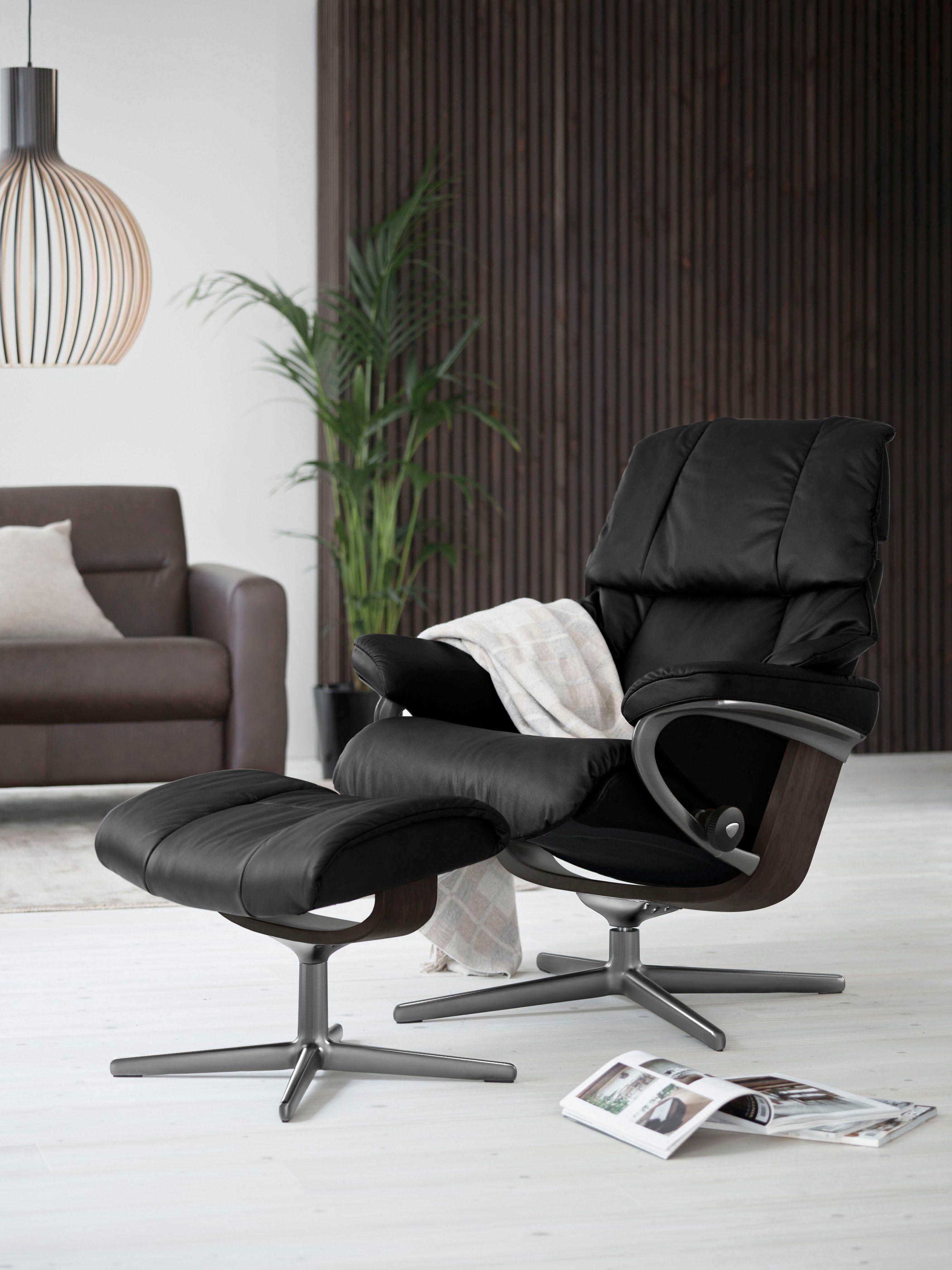 Hocker, S, mit Base, mit Relaxsessel M (Set, Holzakzent Stressless® Hocker), Relaxsessel Größe mit Wenge Cross L, Reno &