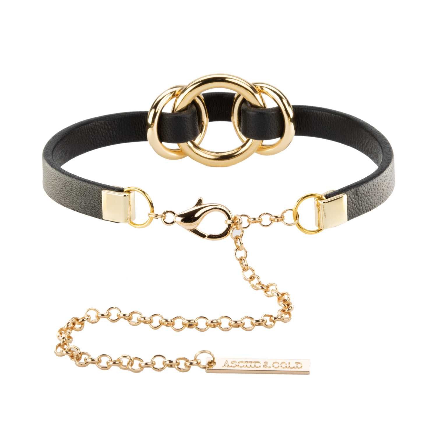 Asche & Gold Choker Alodie Lederhalsband handgerfertigt schwarz/gold