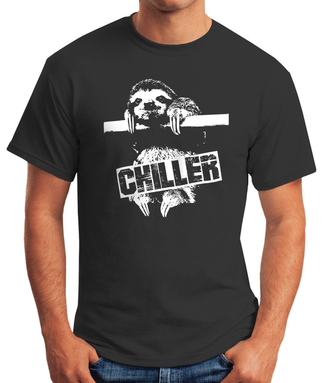 MoonWorks Print-Shirt Lustiges Herren T-Shirt Faultier Born Chiller Sloth F günstig online kaufen
