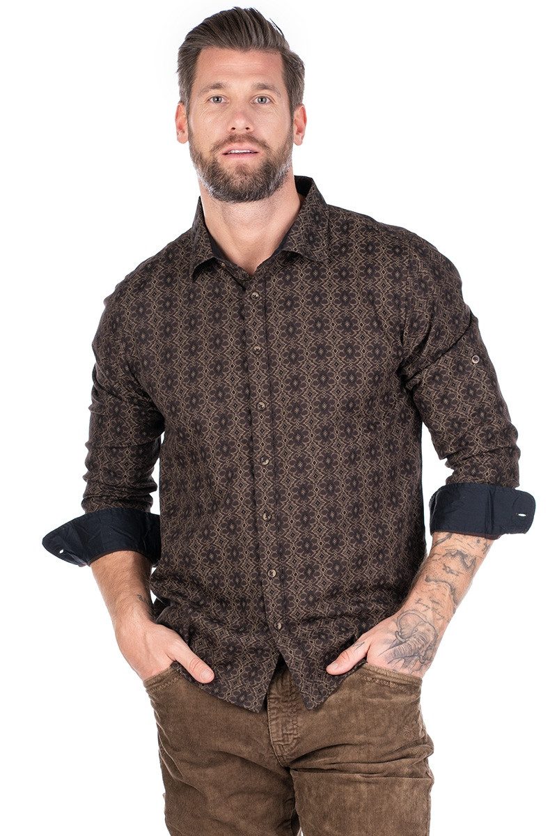 Hangowear Trachtenhemd Trachtenhemd - BERTRAM - braun