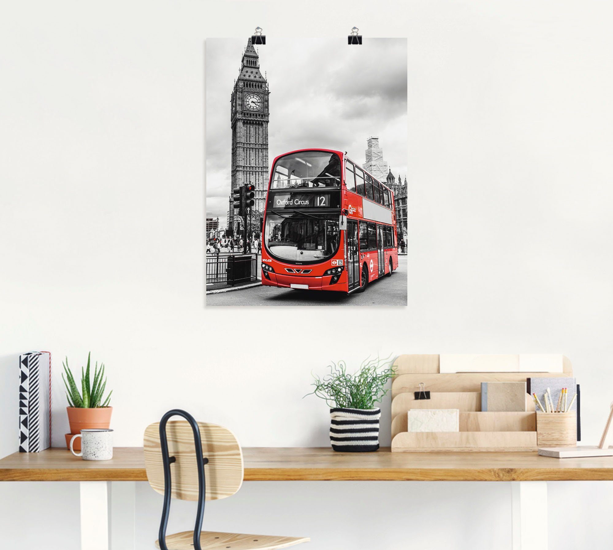 Artland Poster London Bus und Big Ben, Gebäude (1 St), ohne Rahmen