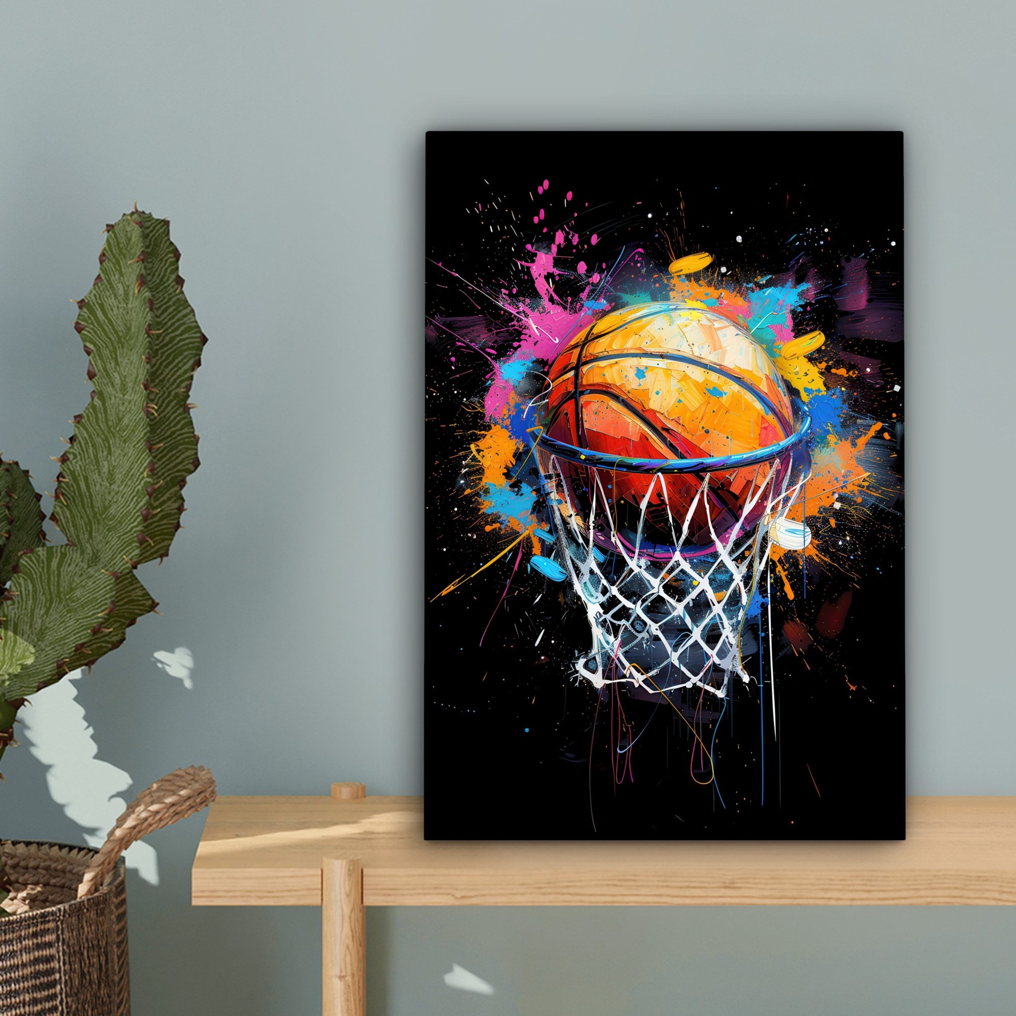 OneMillionCanvasses® Leinwandbild Graffiti - Sport - Basketball, Fotodruck (1 St), Leinwand Bilder Klein, Wand Dekoration Aesthetic 30x20 cm – Bild 3 von 5