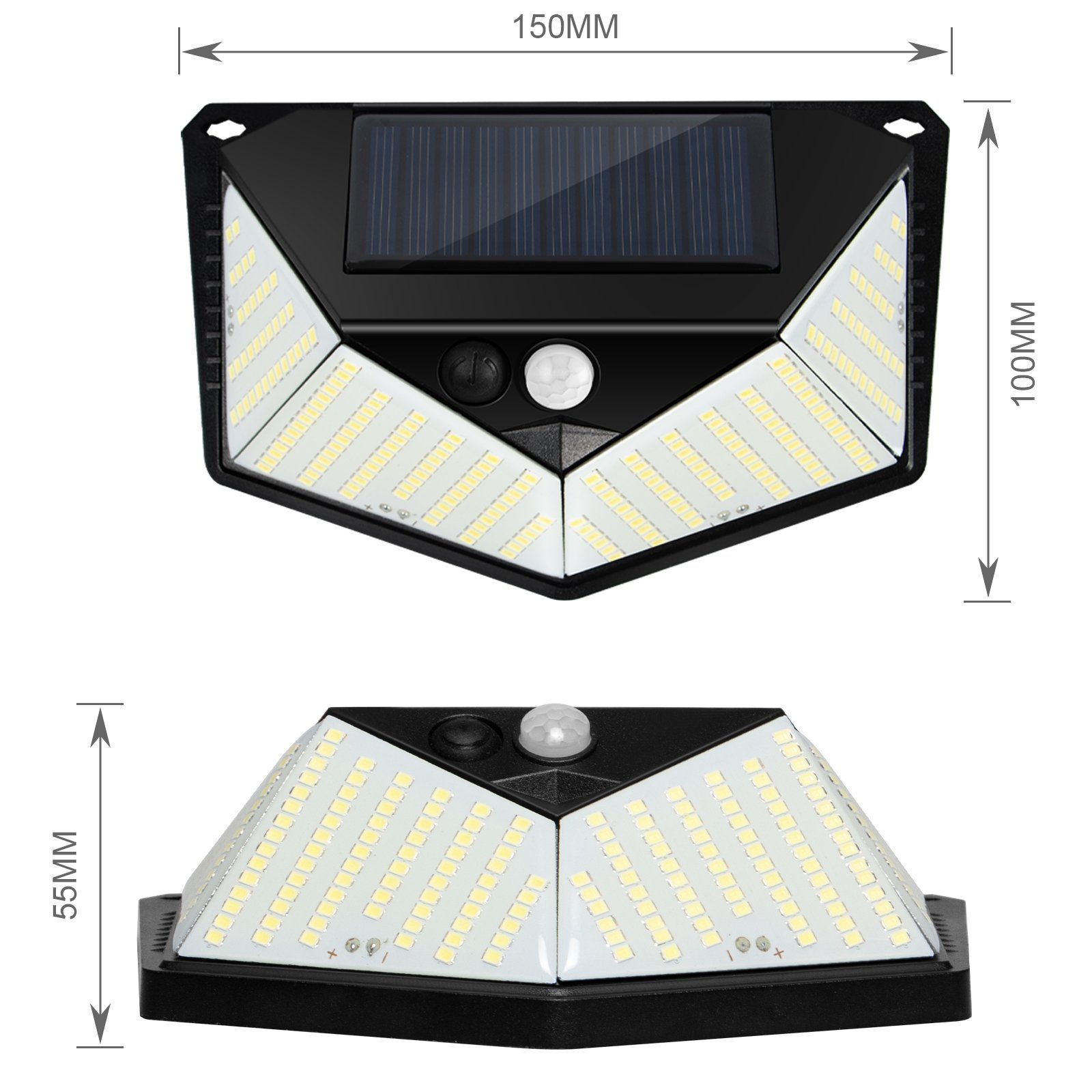 Solarstrahler Außenleuchte IP65 220pcs LED Außen-Wandleuchte SunJas Gartenlampe LED, LTBGD220, Solarleuchte