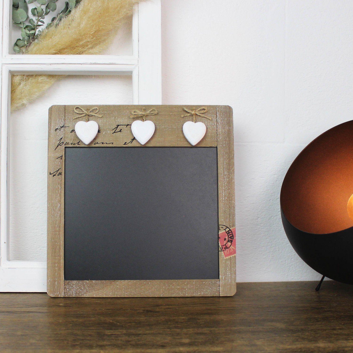 mitienda Memoboard Memotafel aus Holz zum Hängen 3 Herzen